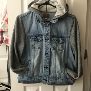 Light wash jean jacket hoodie
